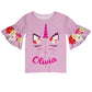 Cat Name Flowers Pink Short Sleeve Ruffle Top