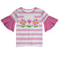 Flowers Name Pink and White Stripes Short Sleeve Ruffle Top - Wimziy&Co.