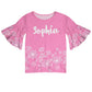 Flowers Name Pink Short Sleeve Ruffle Top