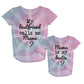 My Bestfriend Calls Me Mama Pink and Purple Short Sleeve Knot Top - Wimziy&Co.