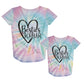 Besties Forever Blue Pink Tie Dye Short Sleeve Knot Top - Wimziy&Co.
