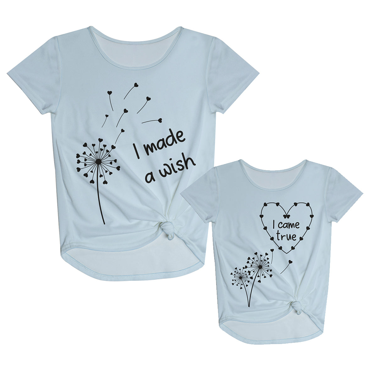 I Made A Wish Light Blue Short Sleeve Knot Top - Wimziy&Co.