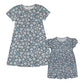 Flowers Print Gray Short Sleeve A Line Dress - Wimziy&Co.