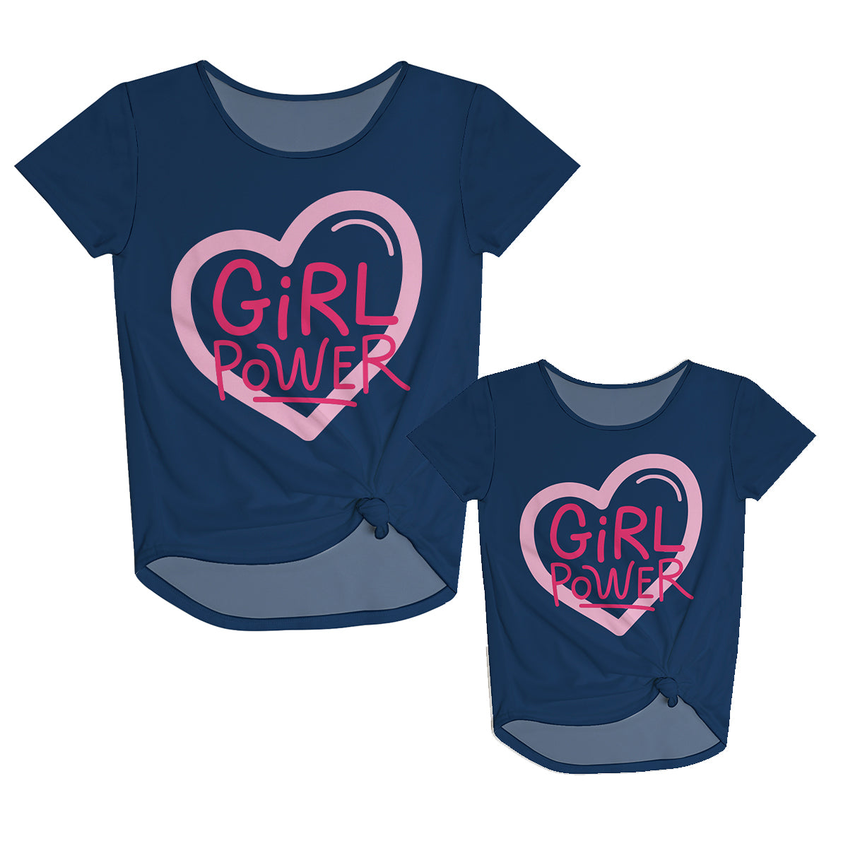 Girl Power Navy Short Sleeve Knot Top - Wimziy&Co.