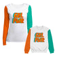 Girl Power White Orange and Mint Long Sleeve Tee Shirt - Wimziy&Co.