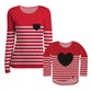 Heart Stripes White and Red Long Sleeve Tee Shirt - Wimziy&Co.