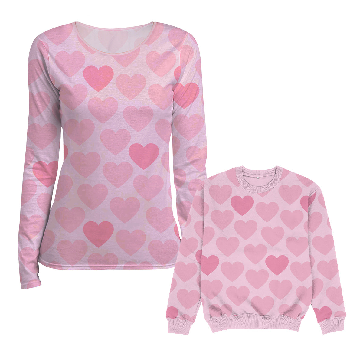 Hearts Print Pink Long Sleeve Tee Shirt - Wimziy&Co.