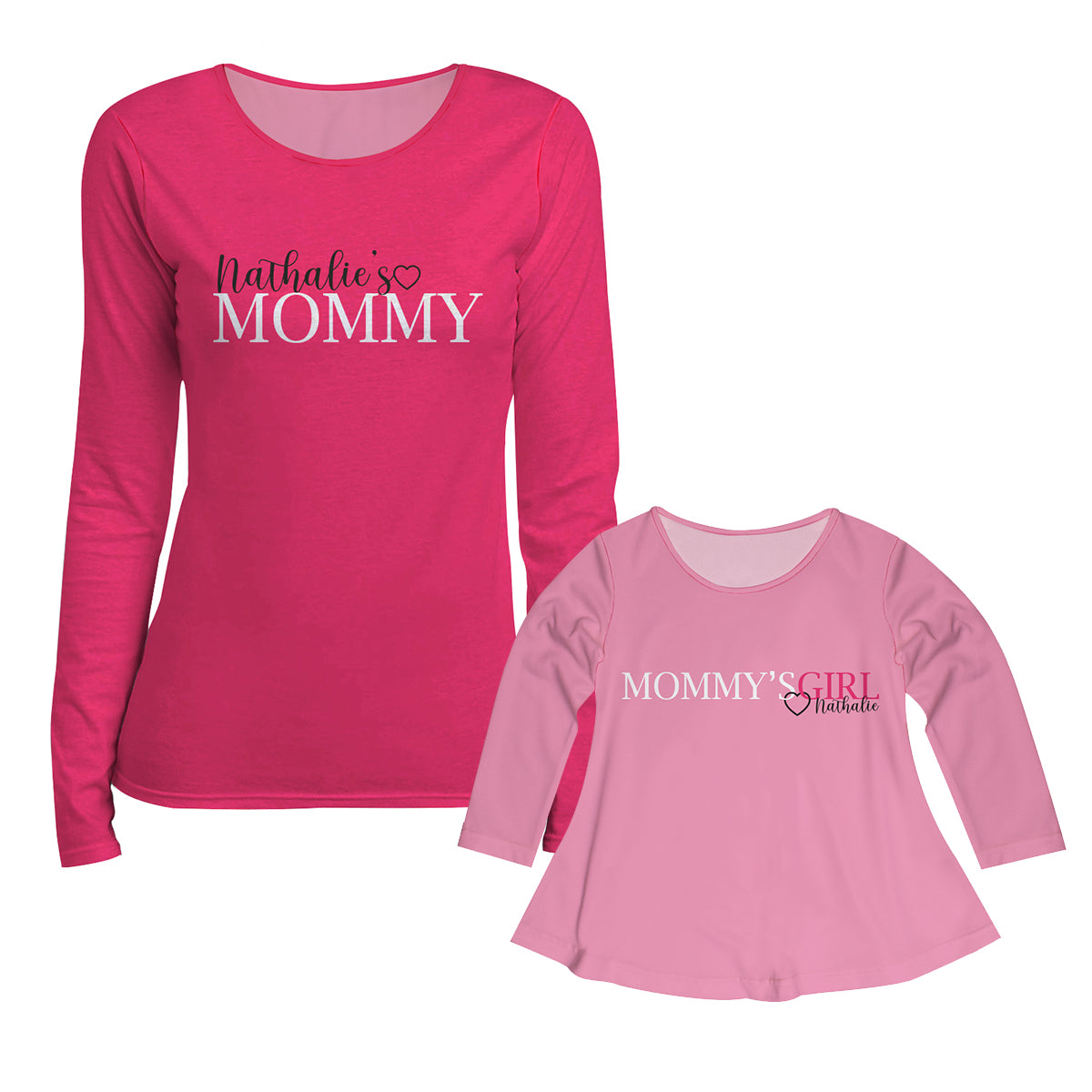 Mommys Girl Personalized Name Pink Long Sleeve Laurie Top - Wimziy&Co.