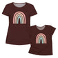 Rainbow Pink Mint and Brown Short Sleeve Tee Shirt - Wimziy&Co.