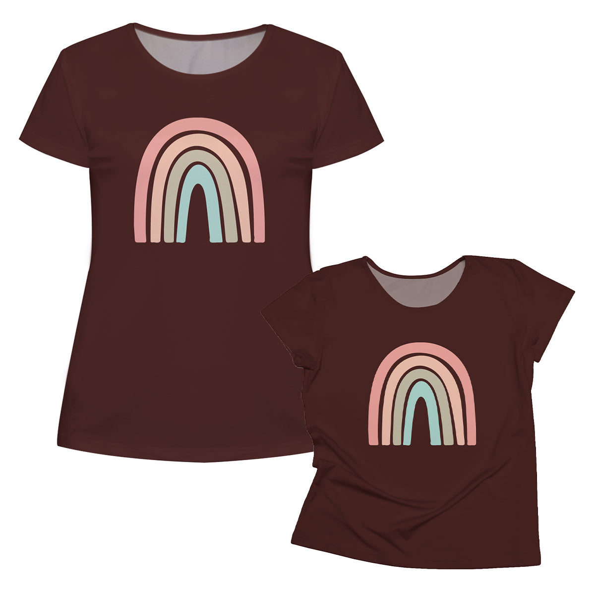 Rainbow Pink Mint and Brown Short Sleeve Tee Shirt - Wimziy&Co.