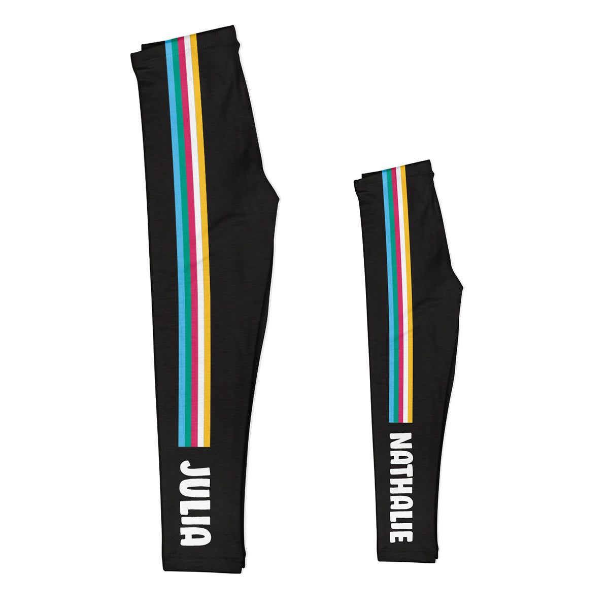 Personalized Name Pink Yellow and Black Leggings - Wimziy&Co.