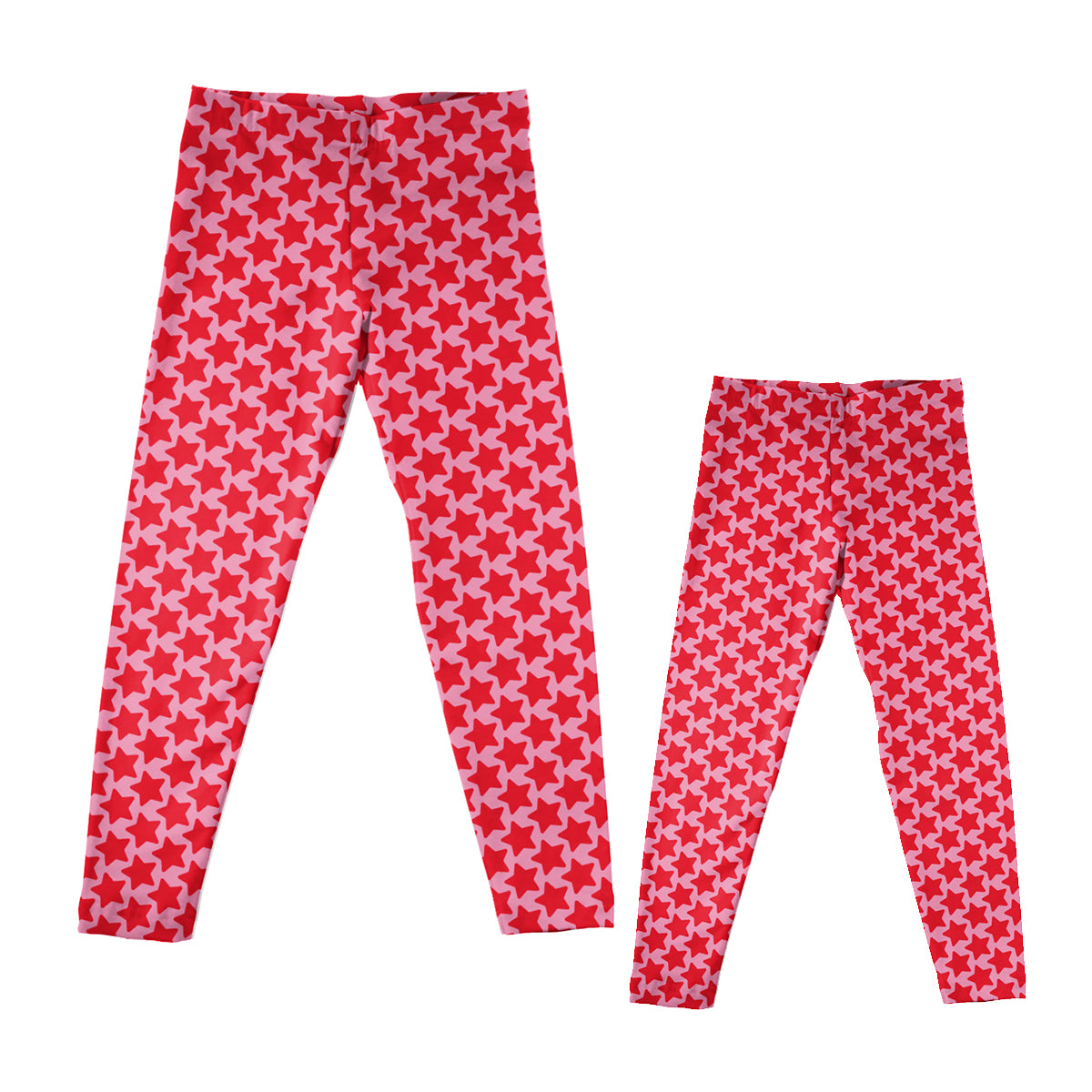 Stars Print Pink and Red Leggings - Wimziy&Co.
