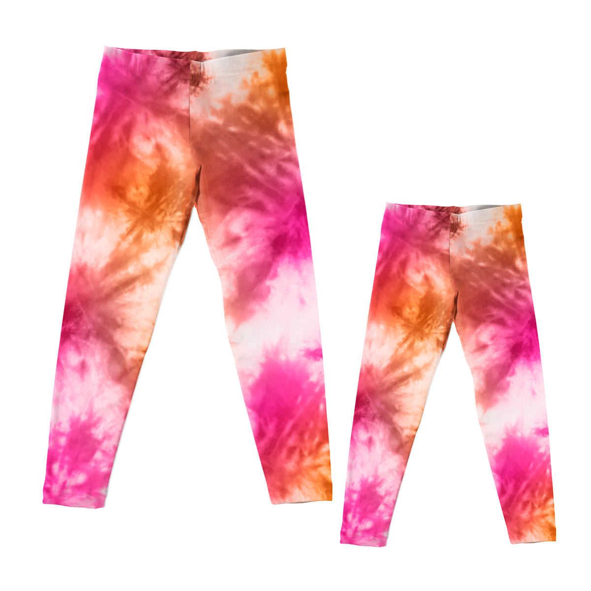 Tie Dye Pink Orange and Yellow Leggings - Wimziy&Co.