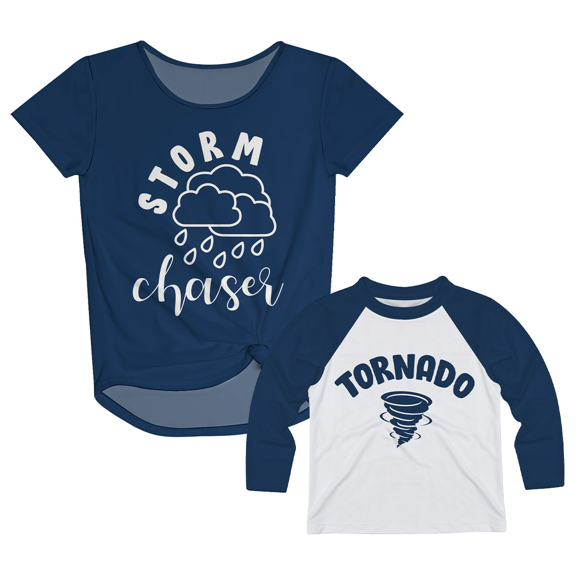 Tornado White and Navy Raglan Long Sleeve Tee Shirt - Wimziy&Co.