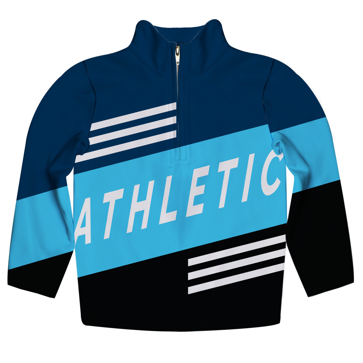 Athletic Blue and Navy Performance 4-Way Stretch 1/4 Zip Pullover