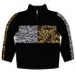 Animal Print Blocks Black Heavy Weight Performance 4-way Stretch 1/4 Zip Pullover