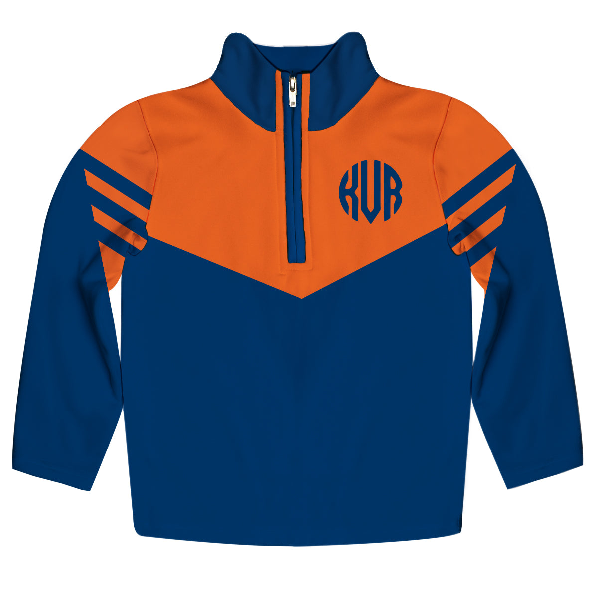 Block Personalized Monogram Navy and Orange Heavy Weight Performance 4-way Stretch 1/4 Zip Pullover
