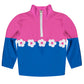 Flowers Pink and Royal Heavy Weight Performance 4-Way Stretch 1/4 Zip Pullover