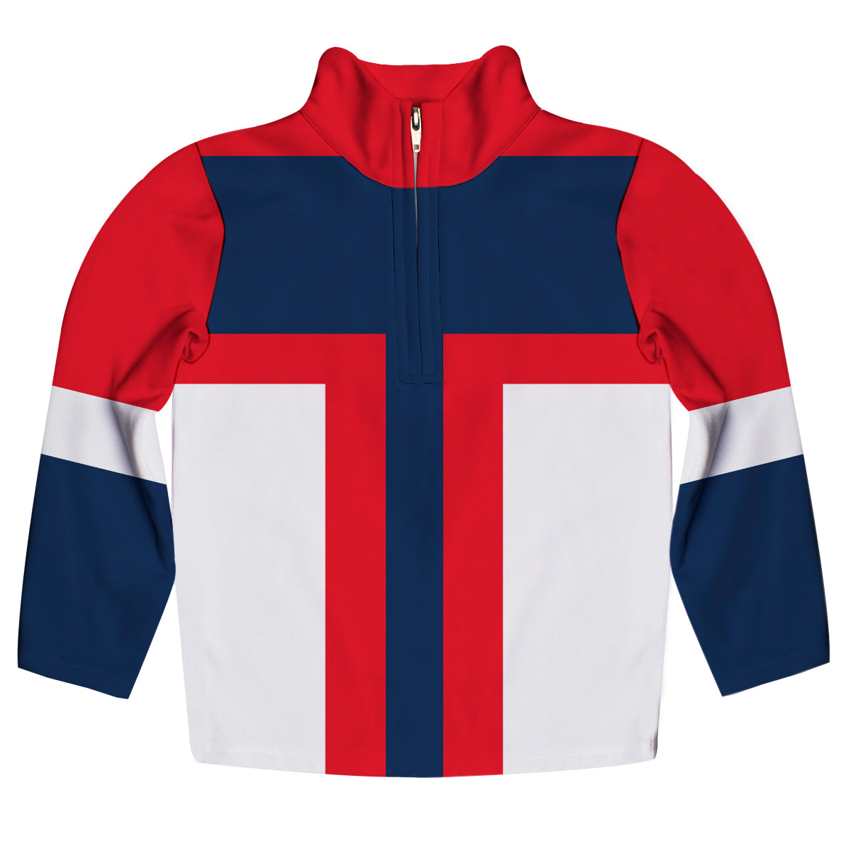 Geometric Design Red and White Weight 1/4 Zip Pullover