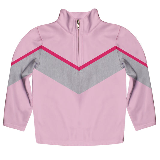 Geometric Pink and Gray Denim Heavy Weight Performance 4-Way Stretch 1/4 Zip Pullover