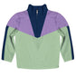 Geometric Purple and Light Green Heavy Weight Performance 4-Way Stretch 1/4 Zip Pullover
