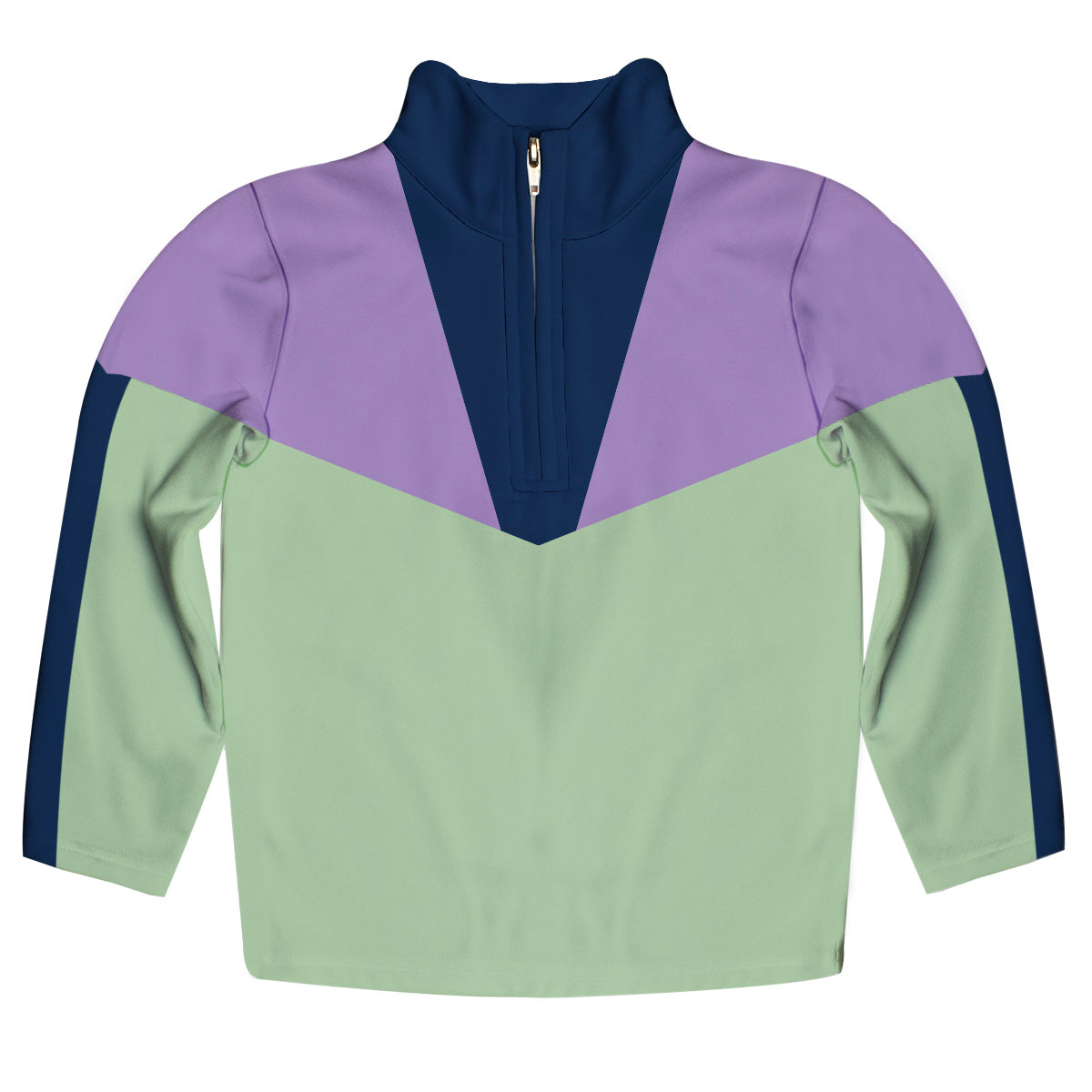 Geometric Purple and Light Green Heavy Weight Performance 4-Way Stretch 1/4 Zip Pullover