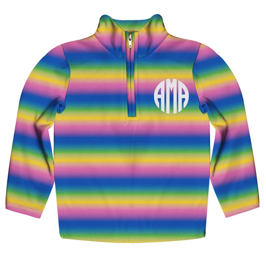 Personalized Monogram Rainbow Colors Heavy Weight Performance 4-Way Stretch 1/4 Zip Pullover