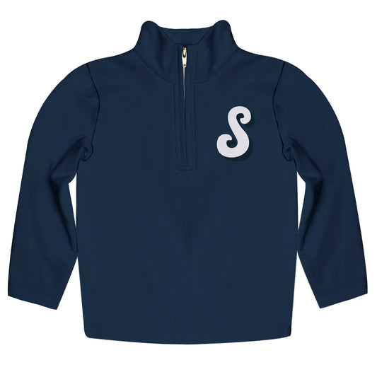 Personalized Initial Name Navy Heavy Weight Performance 4-Way Stretch 1/4 Zip Pullover
