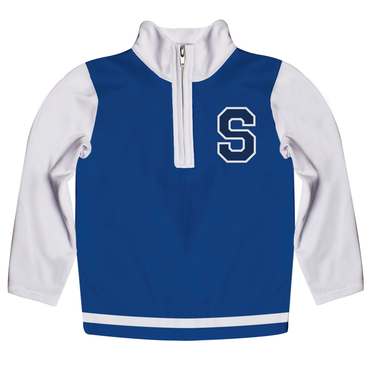 Personalized Initial Name Royal and White Heavy Weight Performance 4-Way Stretch 1/4 Zip Pullover