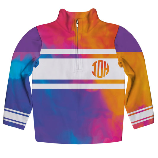 Paint Personalized Monogram Purple Orange and Pink Heavy Weight Performance 4-Way Stretch 1/4 Zip Pullover