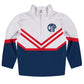 Stripes Personalized Monogram White and Navy Heavy Weight Performance 4-Way Stretch 1/4 Zip Pullover