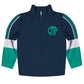 Stripes Personalized Monogram Navy and Turquoise Heavy Weight Performance 4-Way Stretch 1/4 Zip Pullover