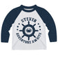 Adventure Awaits Personalized Name White and Navy Raglan Long Sleeve Tee Shirt