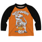 Skelesaurus Orange and Black Raglan Long Sleeve Tee Shirt