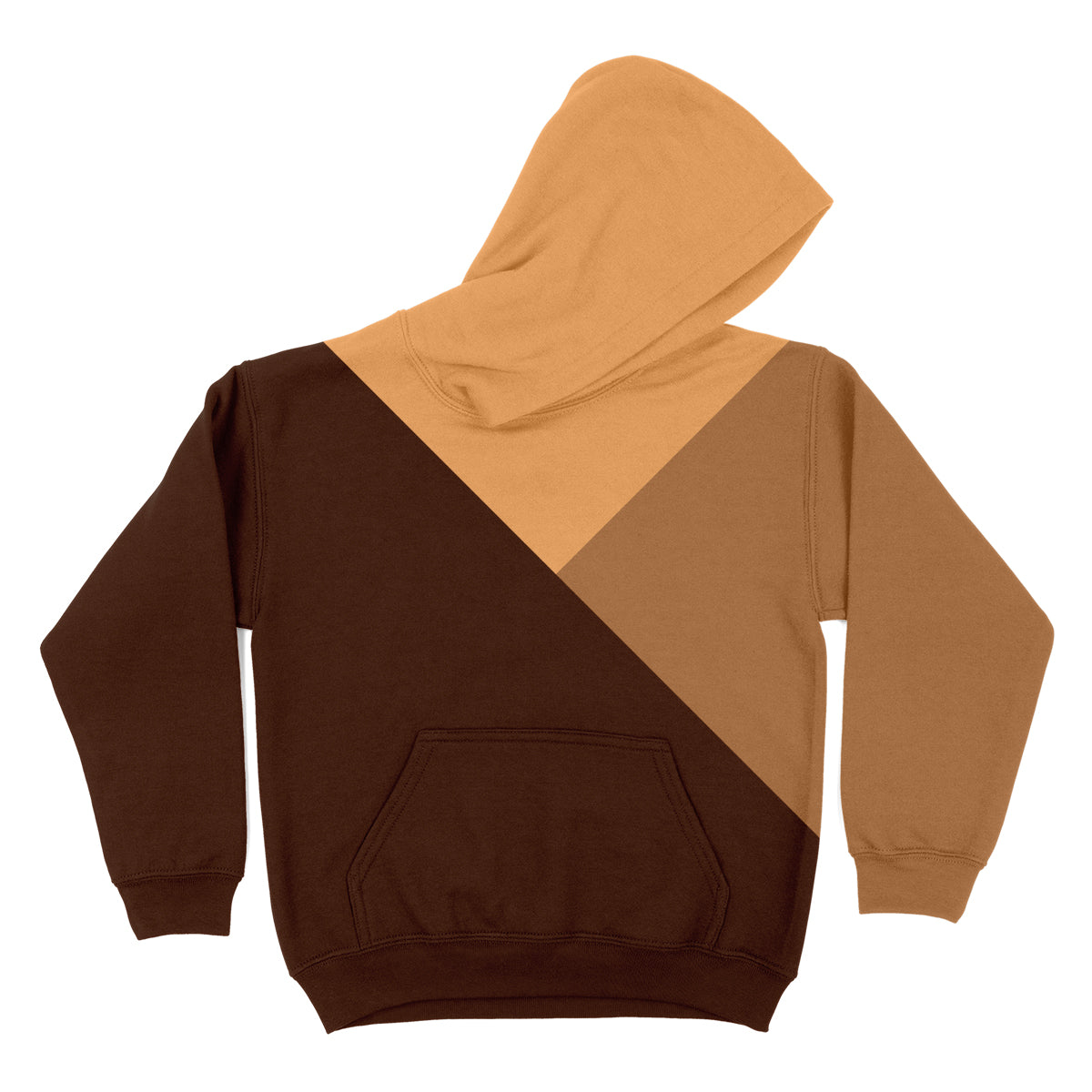 Block Colors Brown Fleece Long Sleeve Hoodie