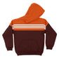 Fox Stripes White Orange and Brown Fleece Long Sleeve Hoodie