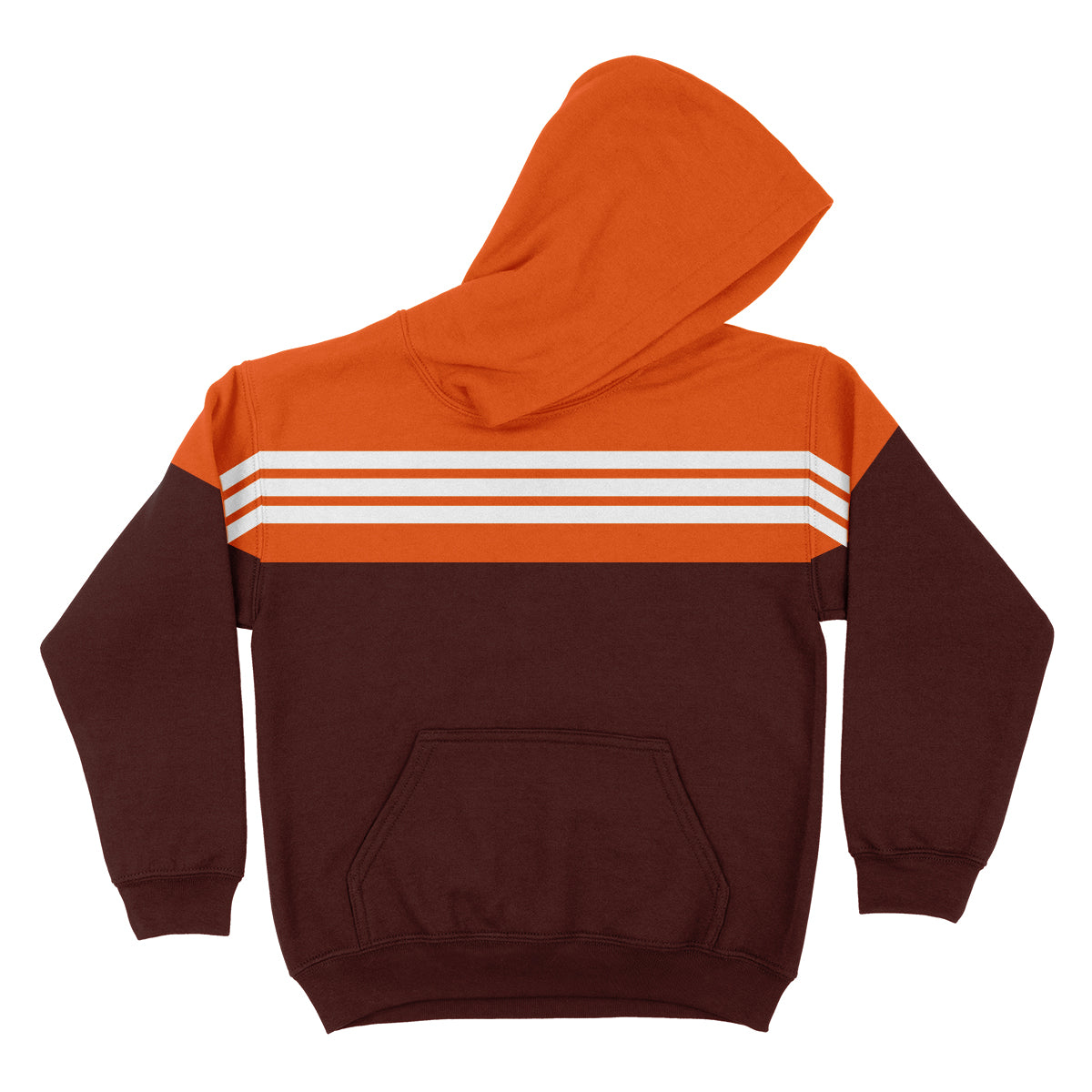 Fox Stripes White Orange and Brown Fleece Long Sleeve Hoodie