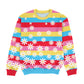 Flowers Light Blue Red and Yellow Stripes Crewneck Sweatshirt