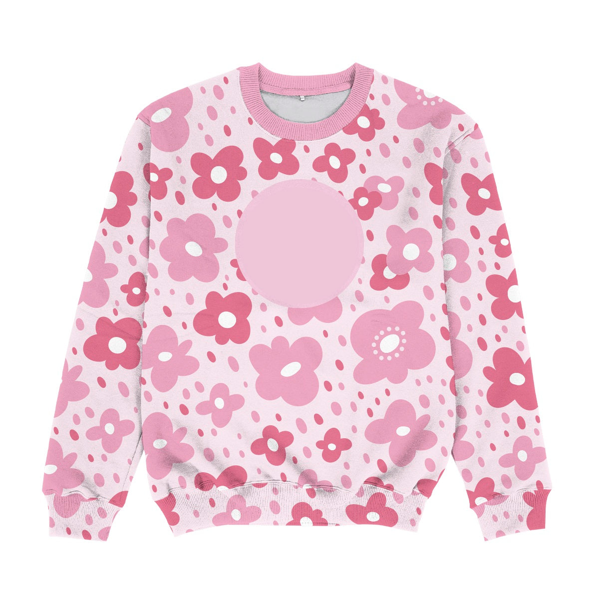 Flowers Print Personalized Monogram Pink Crewneck Sweatshirt - Wimziy&Co.