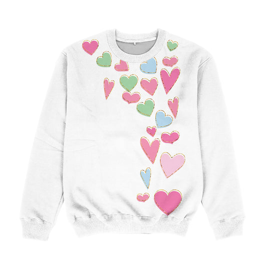 Hearts Pink Green and White Crewneck Sweatshirt