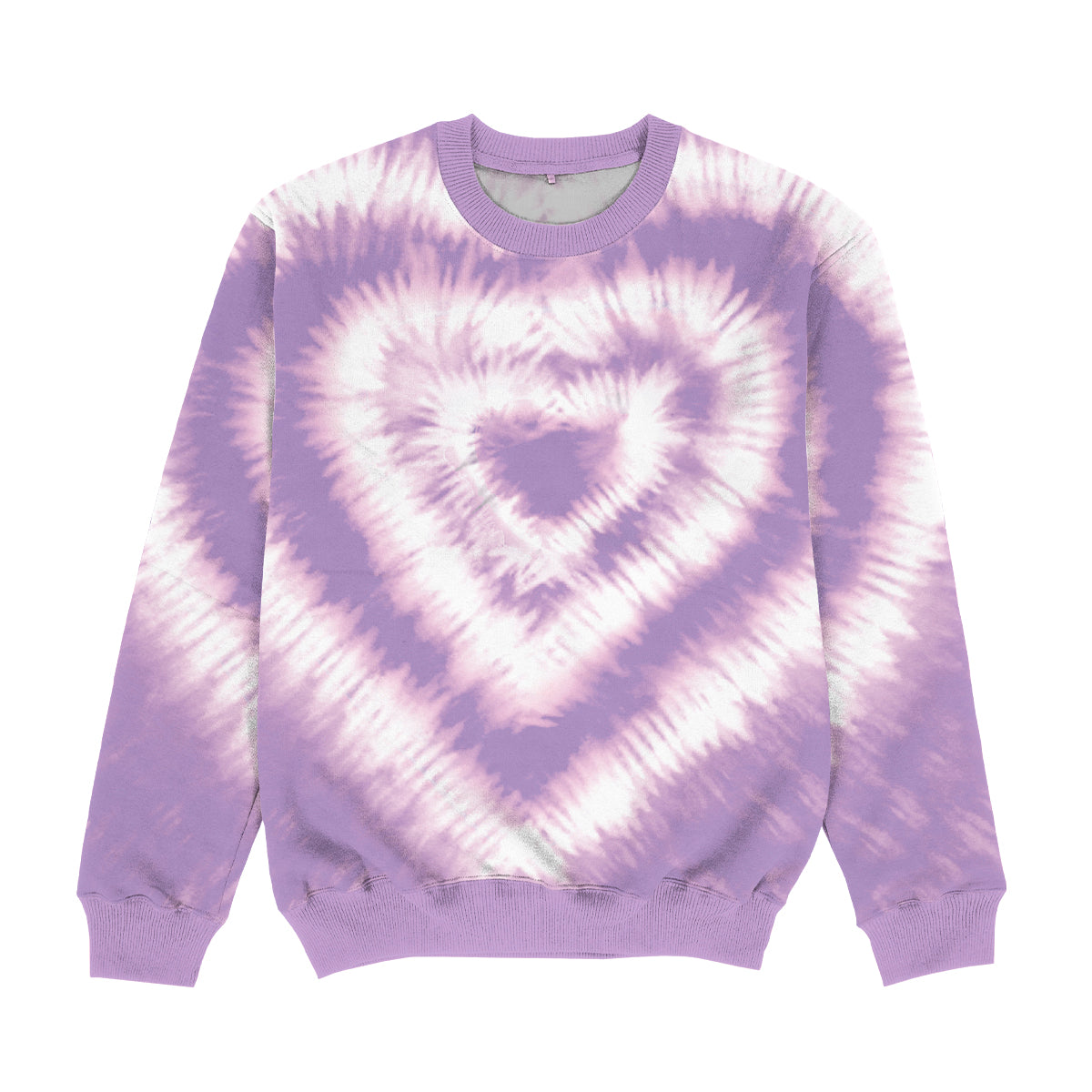 Heart Purple and White Tie Dye Crewneck Sweatshirt