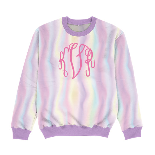 Personalized Monogram White Purple and Yellow Crewneck Sweatshirt