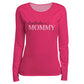 Mommy Personalized Name Hot Pink Long Sleeve Tee Shirt