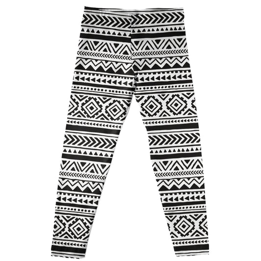 Tribal Print Black and White Leggings