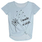 I Made A Wish Light Blue Short Sleeve Knot Top