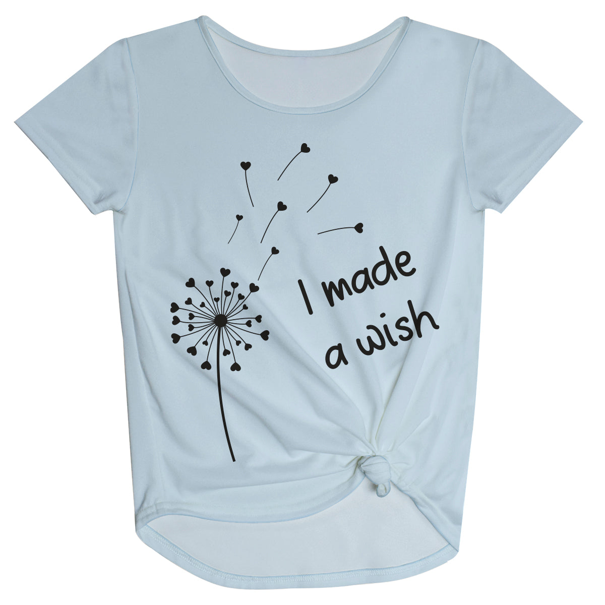 I Made A Wish Light Blue Short Sleeve Knot Top