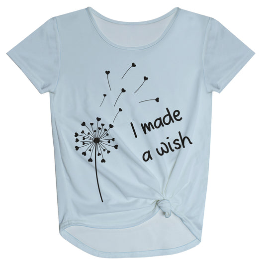 I Made A Wish Light Blue Short Sleeve Knot Top