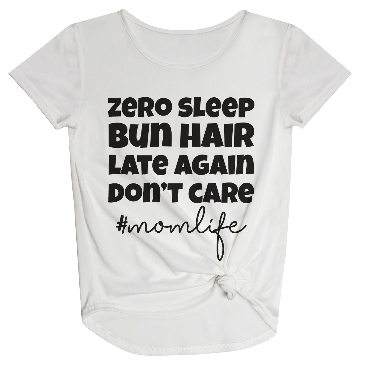 Momlife White Short Sleeve Knot Top