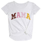 Mama White Short Sleeve Knot Top