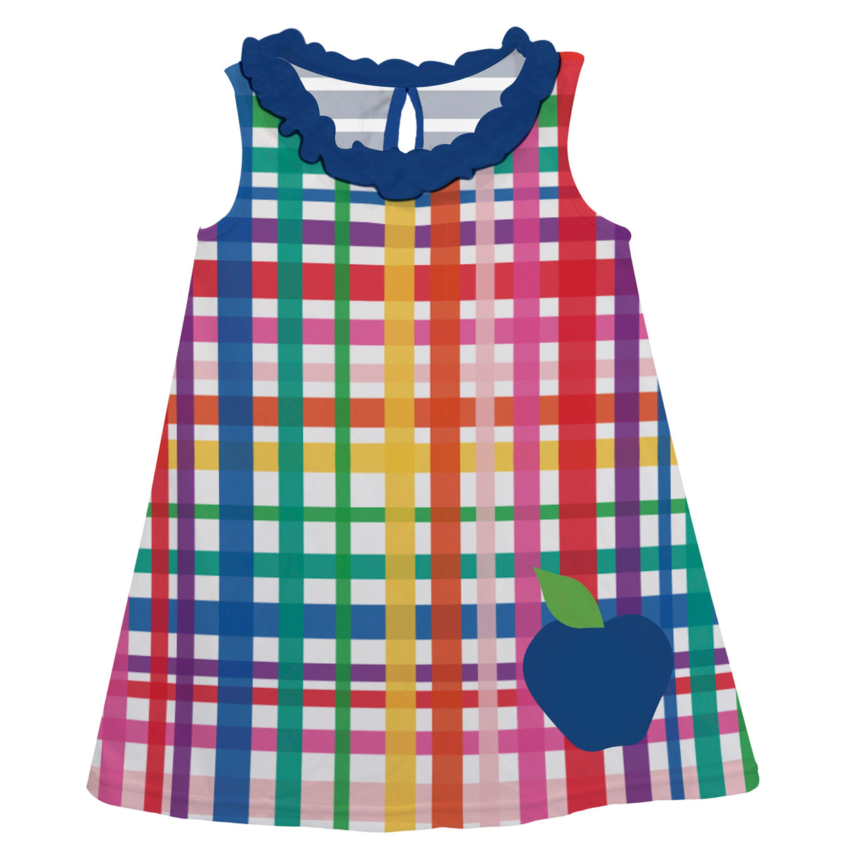 Apple Personalized Initial Name Rainbow Colors A Line Dress - Wimziy&Co.